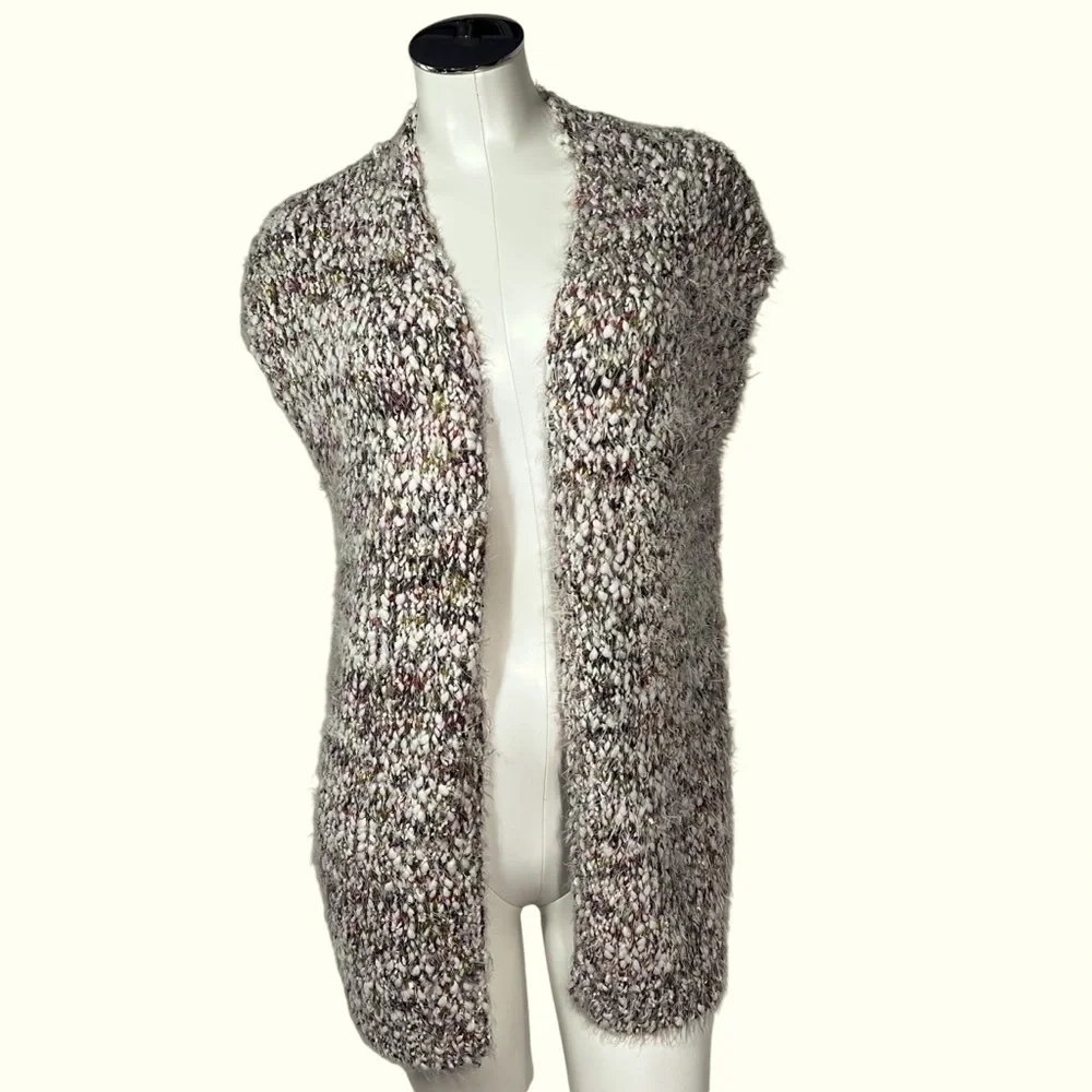 WORLD MARKET Multicolor Textured Open Front Chunky Knit Tunic Sweater  OS